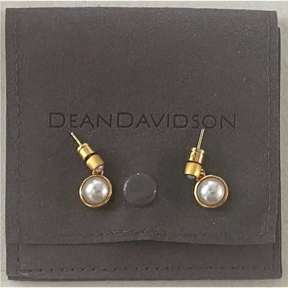 DEAN DAVIDSON Signature Droplet Earrings  22K Gold Plate Freshwater Pearl EUC! - Picture 4 of 11